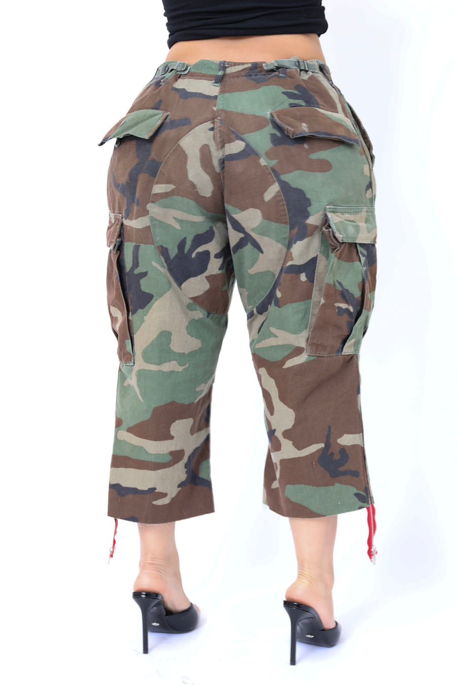 The Cropped Cargo Capri Red