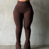 Chocolate Flare Cotton Tummy Control Legging