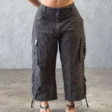 The Utility Cropped Cargo Capri Charcoal