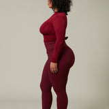 The Cotton Tummy Control Legging (burgundy)