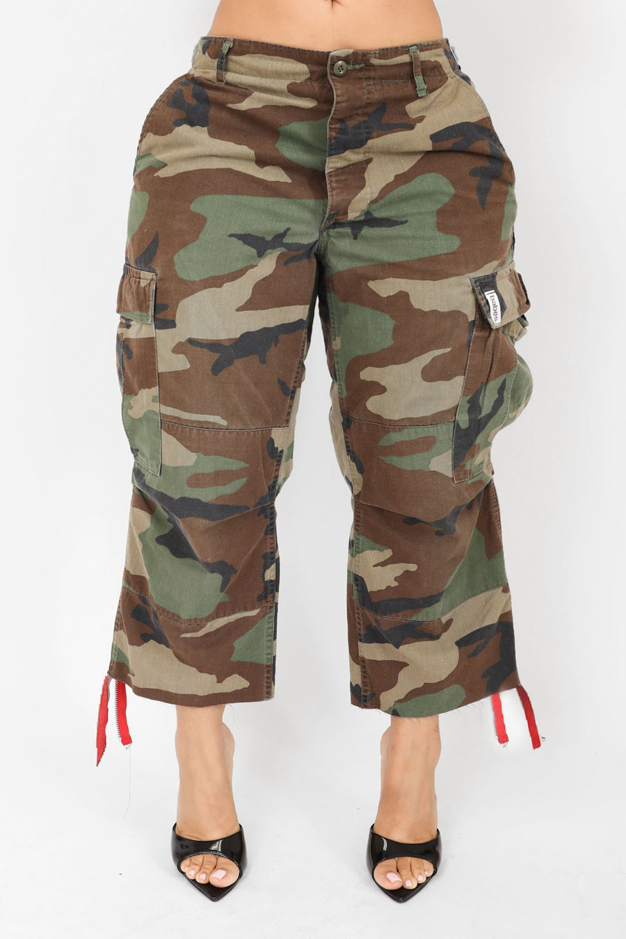 The Cropped Cargo Capri Red