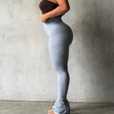 Gray Flare Cotton Tummy Control Legging