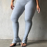 Gray Flare Cotton Tummy Control Legging