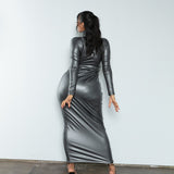 SAMPLE SALE Gunmetal Vegan Leather Dress