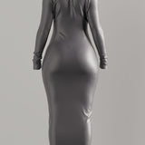 SAMPLE SALE Gunmetal Vegan Leather Dress