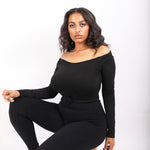 Maria Off Shoulder Tee in Black (47420375060)