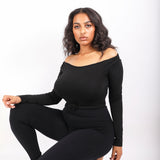 Maria Off Shoulder Tee in Black (47420375060)