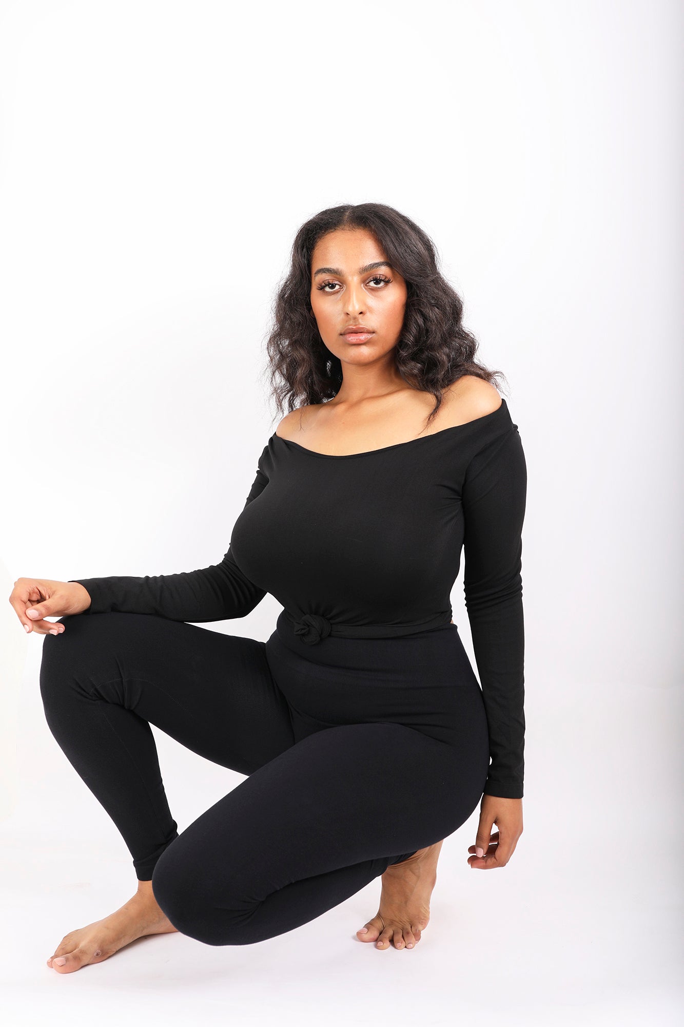 Maria Off Shoulder Tee in Black (47420375060)
